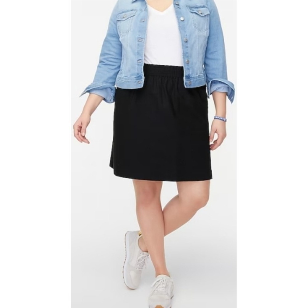 J. Crew Black Elastic Waist A-Line Linen‎ Blend Skirt Size 18 Plus NWT $80